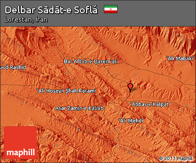 Political 3D Map of Delbar Sādāt-e Soflá
