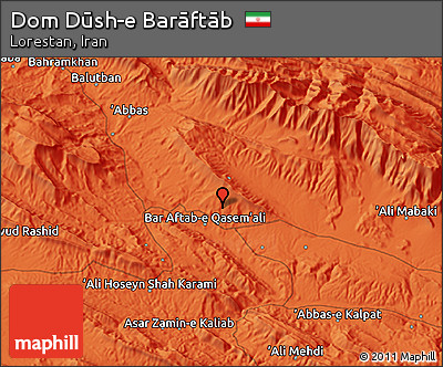 Political 3D Map of Dom Dūsh-e Barāftāb
