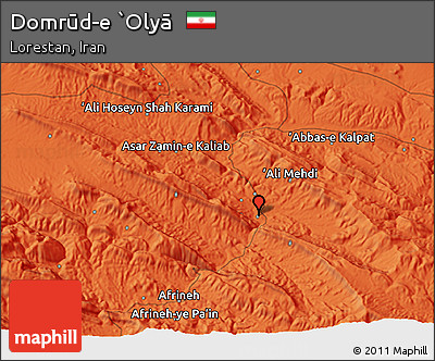 Political 3D Map of Domrūd-e `Olyā