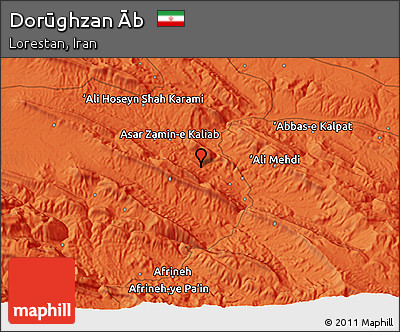 Political 3D Map of Dorūghzan Āb