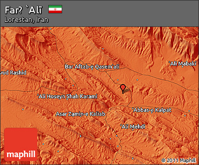 Political 3D Map of Farẕ `Alī