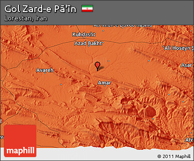 Political 3D Map of Gol Zard-e Pā'īn
