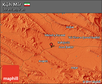 Political 3D Map of Kūh Mīr