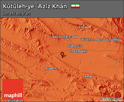 Political 3D Map of Kūtūleh-ye `Azīz Khān