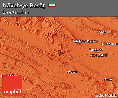 Political 3D Map of Nāveh-ye Besāţ
