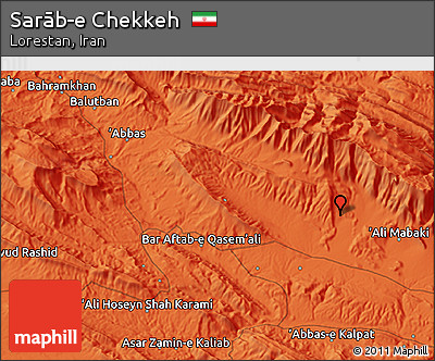 Political 3D Map of Sarāb-e Chekkeh