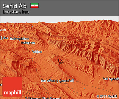 Political 3D Map of Sefīd Āb