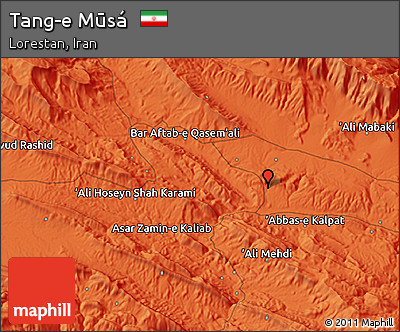 Political 3D Map of Tang-e Mūsá