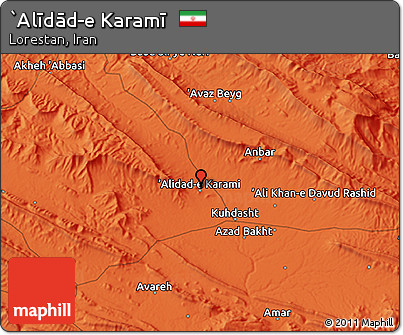 Political 3D Map of `Alīdād-e Karamī