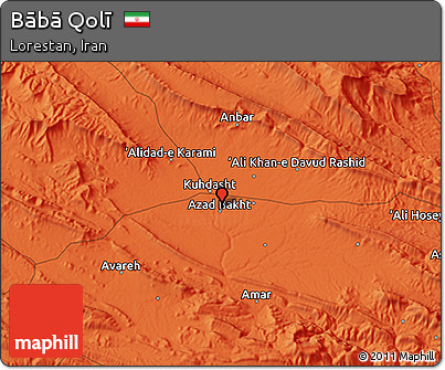 Political 3D Map of Bābā Qolī