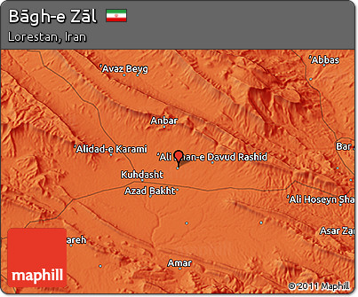Political 3D Map of Bāgh-e Zāl