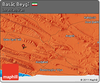 Political 3D Map of Basāţ Beygī