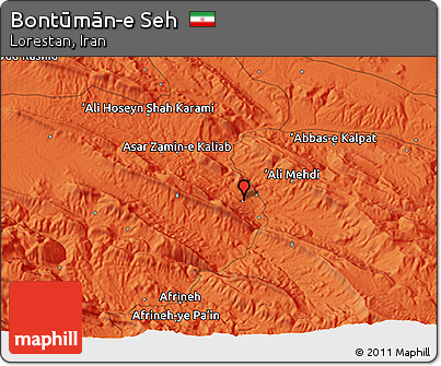 Political 3D Map of Bontūmān-e Seh