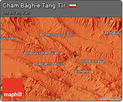 Political 3D Map of Cham Bāgh-e Tang Tīr