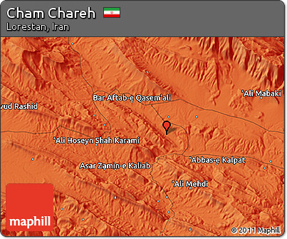 Political 3D Map of Cham Chareh