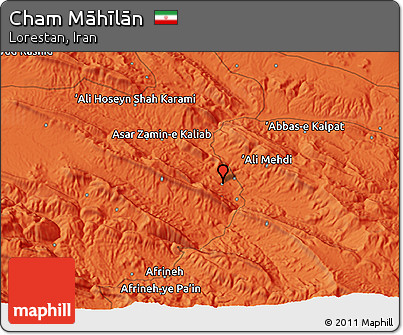 Political 3D Map of Cham Māhīlān