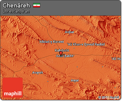 Political 3D Map of Chenāreh