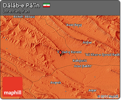 Political 3D Map of Dālāb-e Pā'īn