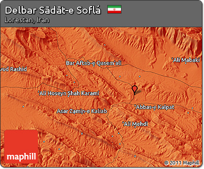 Political 3D Map of Delbar Sādāt-e Soflá