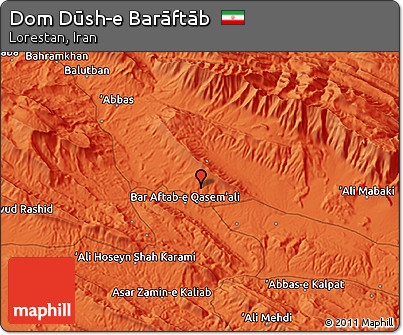 Political 3D Map of Dom Dūsh-e Barāftāb