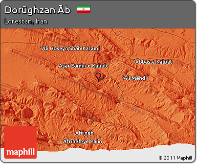 Political 3D Map of Dorūghzan Āb