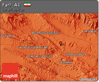 Political 3D Map of Farẕ `Alī