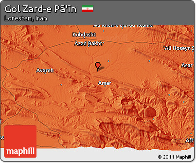 Political 3D Map of Gol Zard-e Pā'īn