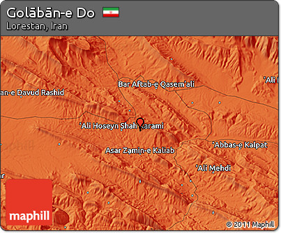 Political 3D Map of Golābān-e Do