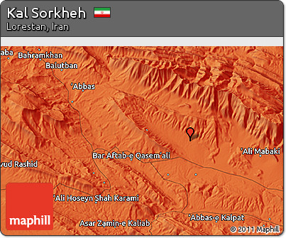 Political 3D Map of Kal Sorkheh