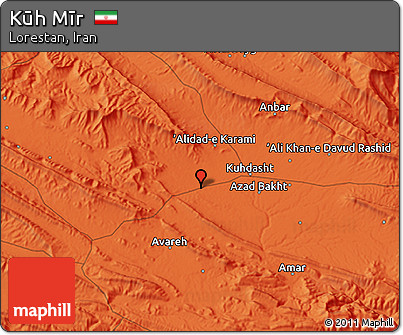 Political 3D Map of Kūh Mīr