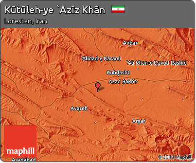 Political 3D Map of Kūtūleh-ye `Azīz Khān