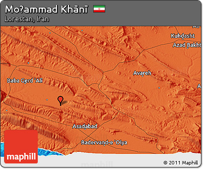 Political 3D Map of Moḩammad Khānī