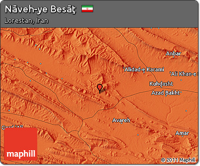 Political 3D Map of Nāveh-ye Besāţ