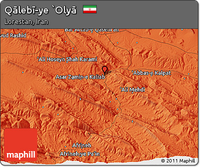 Political 3D Map of Qālebī-ye `Olyā