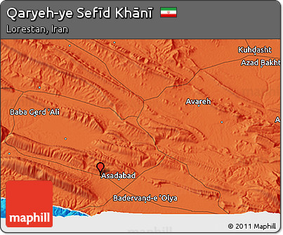 Political 3D Map of Qaryeh-ye Sefīd Khānī