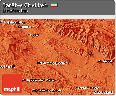 Political 3D Map of Sarāb-e Chekkeh