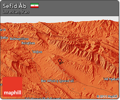 Political 3D Map of Sefīd Āb
