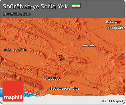 Political 3D Map of Shūrābeh-ye Soflá Yek