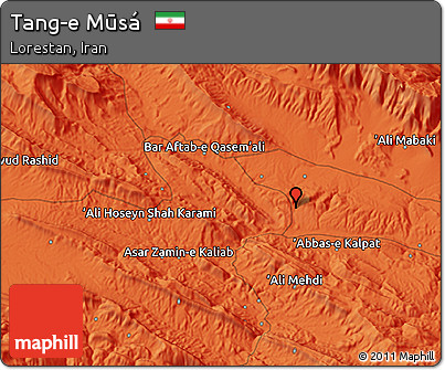 Political 3D Map of Tang-e Mūsá