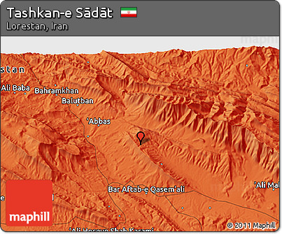Political 3D Map of Tashkan-e Sādāt