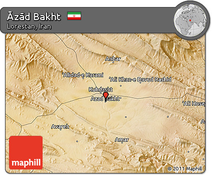 Satellite 3D Map of Āzād Bakht