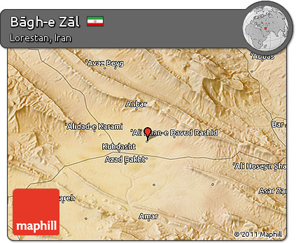 Satellite 3D Map of Bāgh-e Zāl