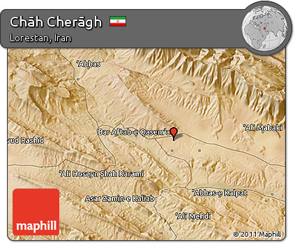 Satellite 3D Map of Chāh Cherāgh