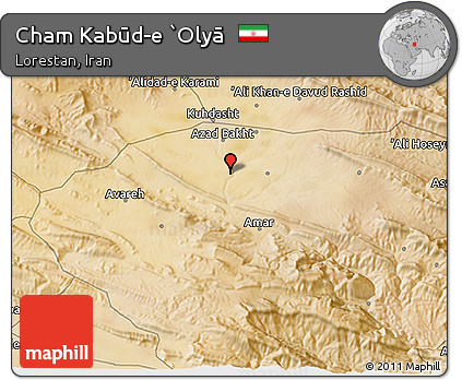 Satellite 3D Map of Cham Kabūd-e `Olyā