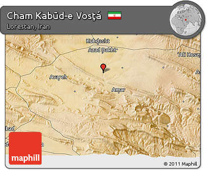 Satellite 3D Map of Cham Kabūd-e Vosţá