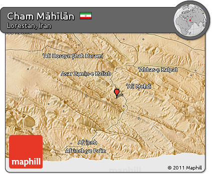 Satellite 3D Map of Cham Māhīlān