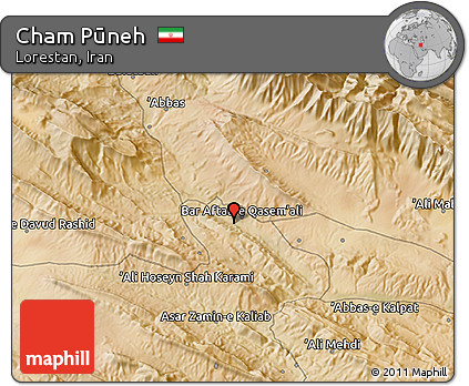 Satellite 3D Map of Cham Pūneh
