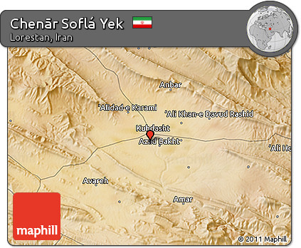 Satellite 3D Map of Chenār Soflá Yek