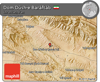 Satellite 3D Map of Dom Dūsh-e Barāftāb