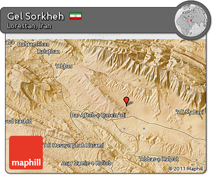 Satellite 3D Map of Gel Sorkheh